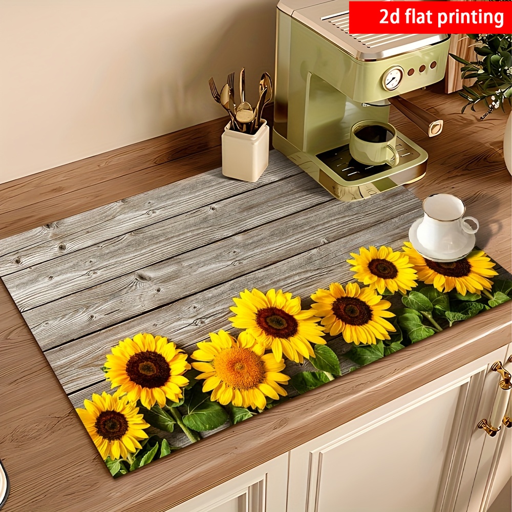 TEMU Tovaglietta Assorbente con Stampa 2D Flat, 1 pz, Texture Retro, , Tappetino da Tavolo per Cucina, per Stoviglie e , Drenaggio e Asciugatura, in