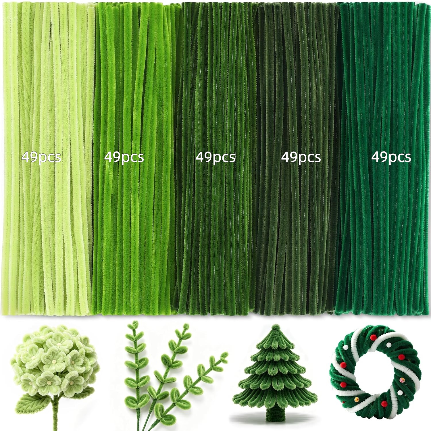 TEMU AHAMETON 245 Stück Pfeifenreiniger Großpackung, 5 Farben Fuzzy Basteldraht, Sortierte Farben Blumen Bastelset, Flexibel Biegsam Bastelbedarf für