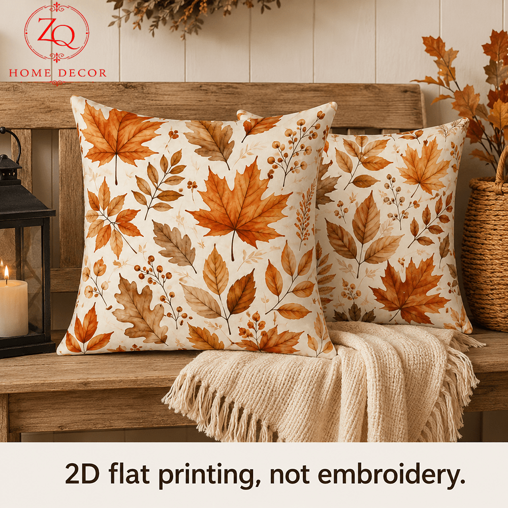 TEMU 2pcs, 2d Flat Print, Autumn Atmosphere Maple Leaf Pillowcase, Vintage Warm Brown Sofa Cushion Cover, Headboard Pillowcase, Home Decor Holiday