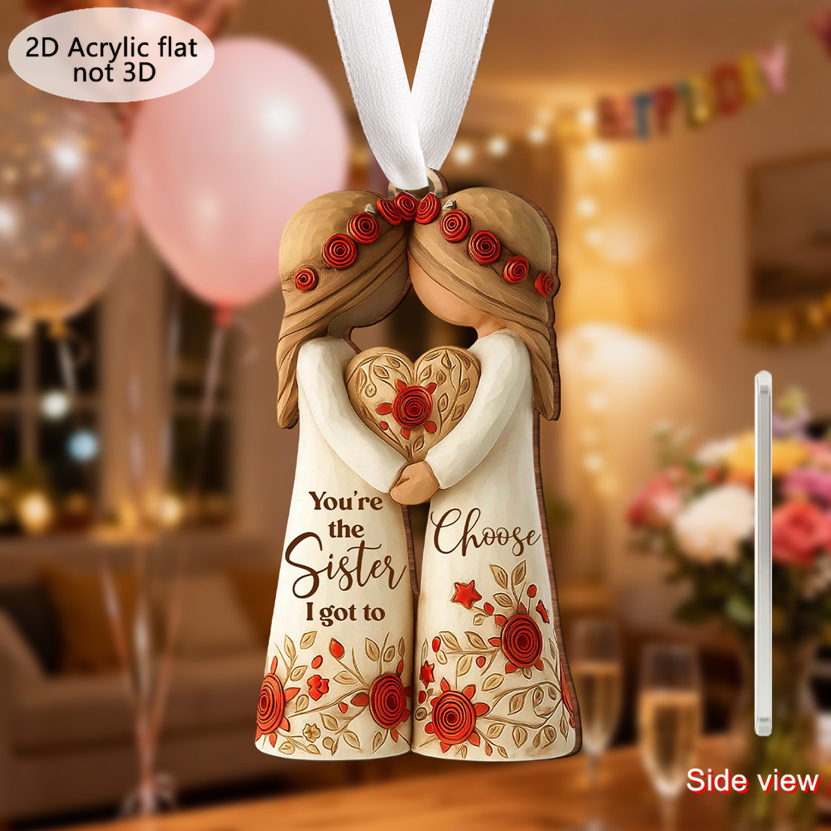 TEMU 2d Flat, Two-dimensional Ornament - "you Are I " Acrylic Hanging Pendant With Sister, Flat Suitable For, Christmas Tree Decoration, Best Friend