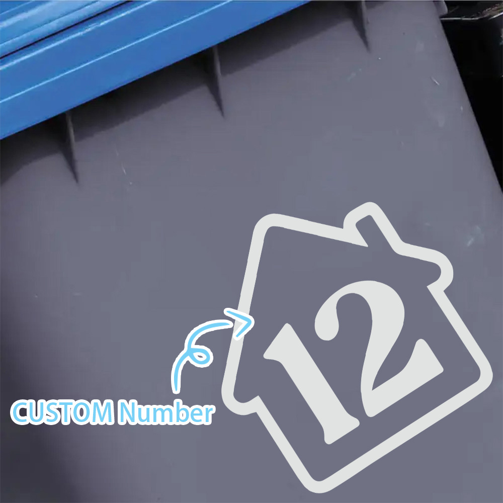 

1pc Personalized House Number Sticker For Trash Can, Removable Vinyl Waterproof Address Label, Self-adhesive Identification Decal, No Battery Required, With Easy Application For Trash Can