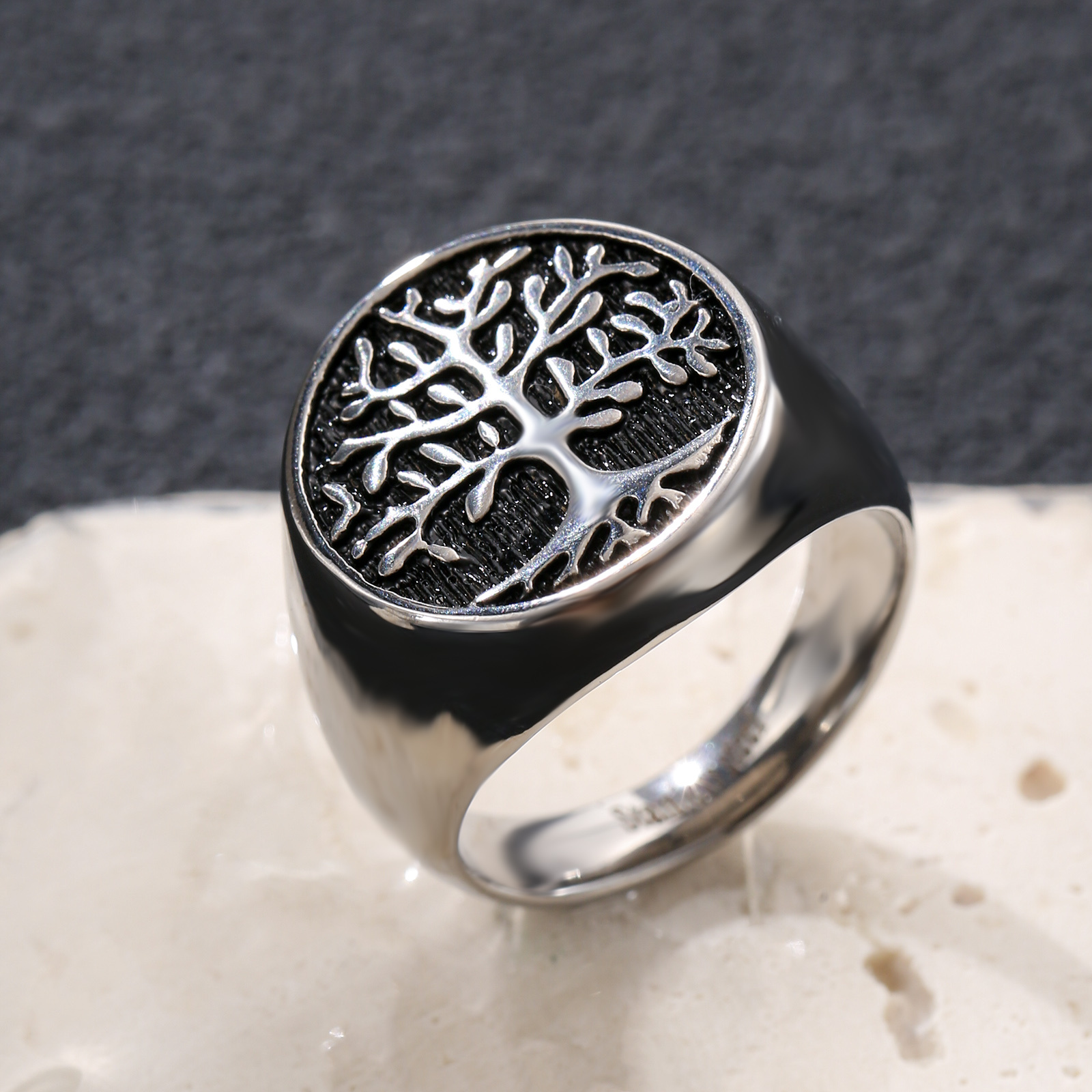 Image of Celtic Norse Unisex Tree Of Life Ring In 304l 304l Stainless Steel - A Stylish Neutral Fashion Accessory Gift, Without Battery