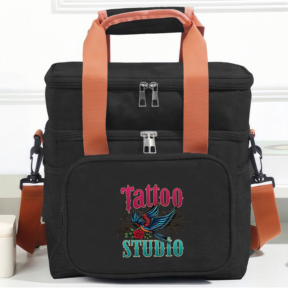 TEMU 1pc Rose And Bird Large Capacity Lunch Tote Bag Fabric, Portable For Commute, Picnics, Picnic Essentials -non-food Contact