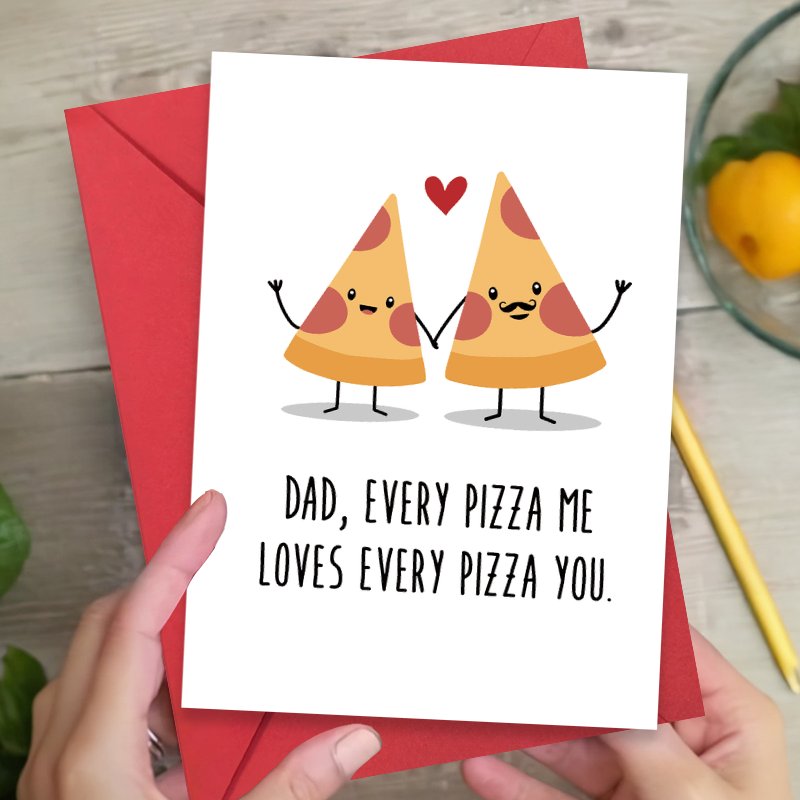 TEMU 1 Interesting Pizza-themed Father's Day Card With An Envelope - " Pizza Dad" Humorous Design, For Dad, Stepdad, Grandpa, Or Pizza Lovers, A