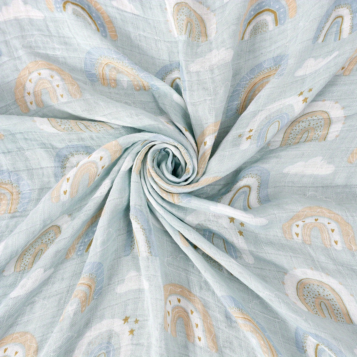 3PCS Sun Rainbow Pattern Soft Receiving Blanket Muslin Baby Blankets