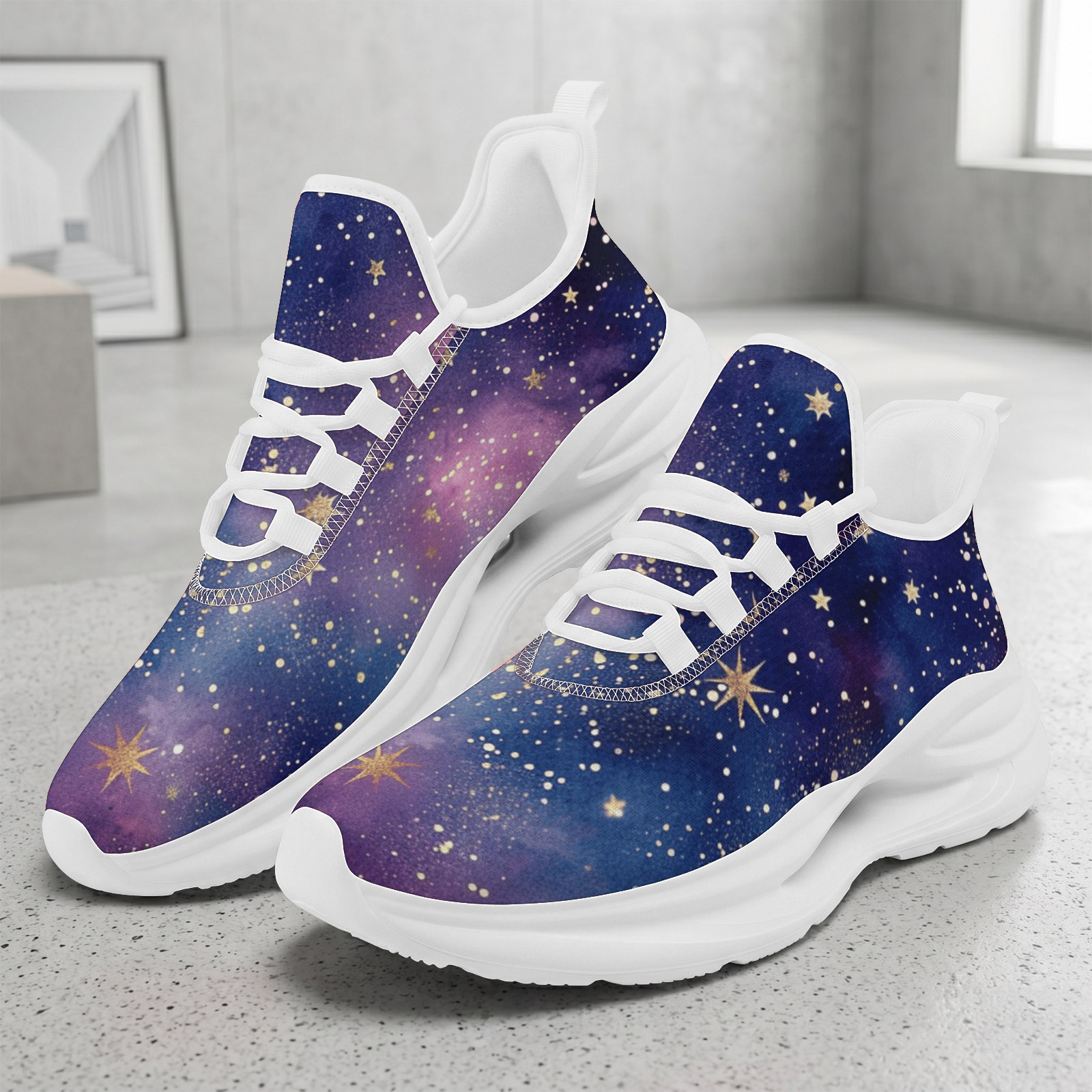 Men's Cosmic Starlight Print Plus Size Running Shoes