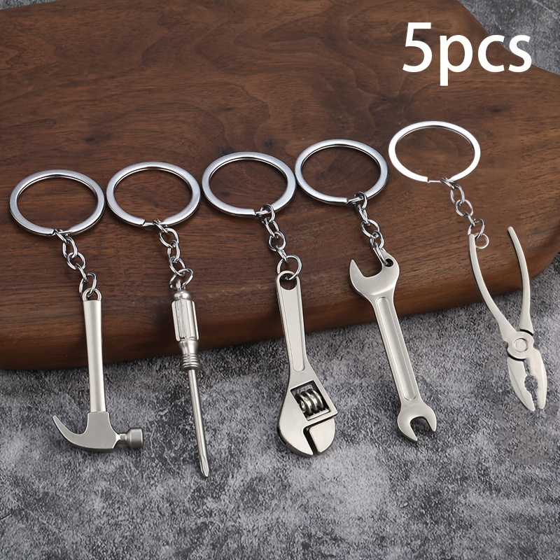 TEMU Ensemble de 5 mini outils porte-clés, alliage d'aluminium, style , pendentif porte-clés outil multifonction, cadeau idéal pour hommes et femmes