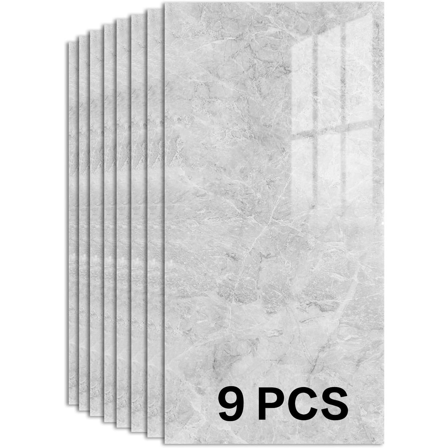 Marble Tile Stickers, 60cm X 30cm, Adhesive Tiles, Pack Of 9, Self-adhesive Wall Panels With Stone Look For Kitchen And Bathroom