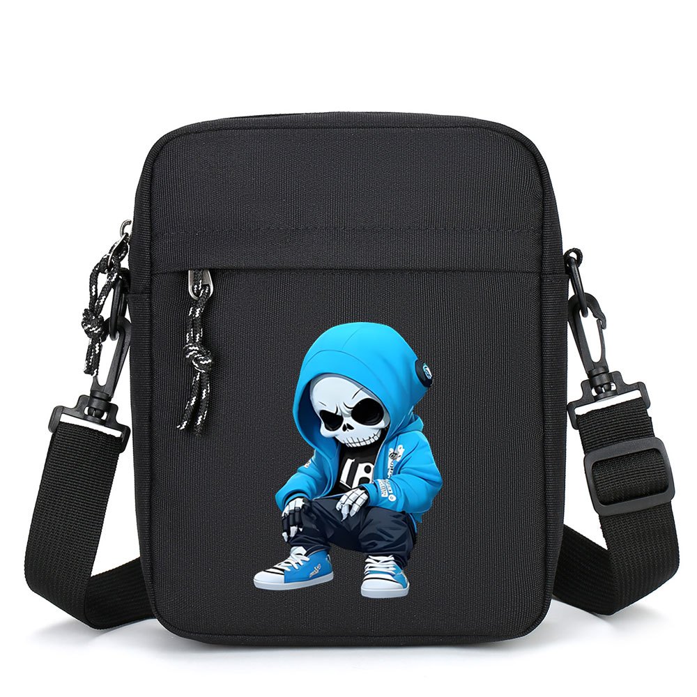 TEMU A Stylish And Minimalist Black Crossbody Bag With A Skull Print, Featuring A Hood, Suitable For Daily Commuting And As A Gift, With A Large
