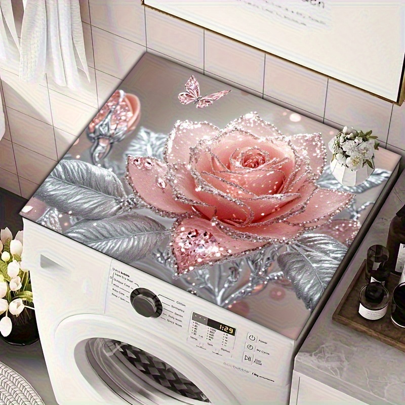 TEMU [popular ] 1pc Pink Rose Pattern Washing, Absorbent, Multi-use Rubber Laundry& Kitchen Appliances, Microwave& Stove, Coffee Machines, Kitchen