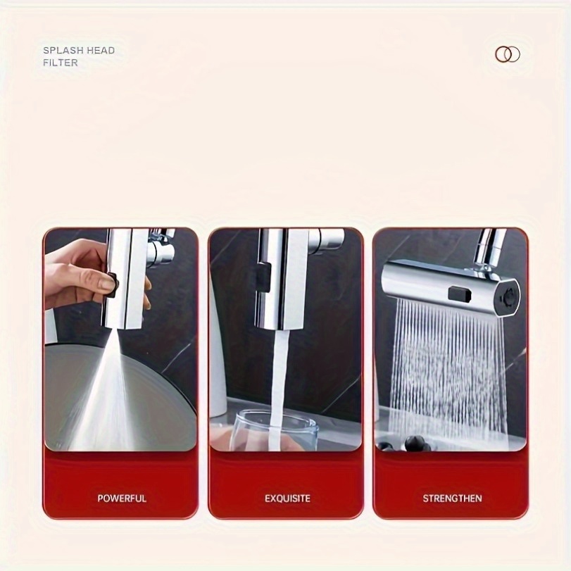 [Splash-Proof Faucet Aerator] Rotatable Splash-Proof Faucet Aerator | 3 Spray Modes & Pressure Boost - 1pc 201 Stainless Steel Kitchen/Bathroom/RV Faucet Adapter, Adjustable Spray Head for Water Efficiency & Convenience