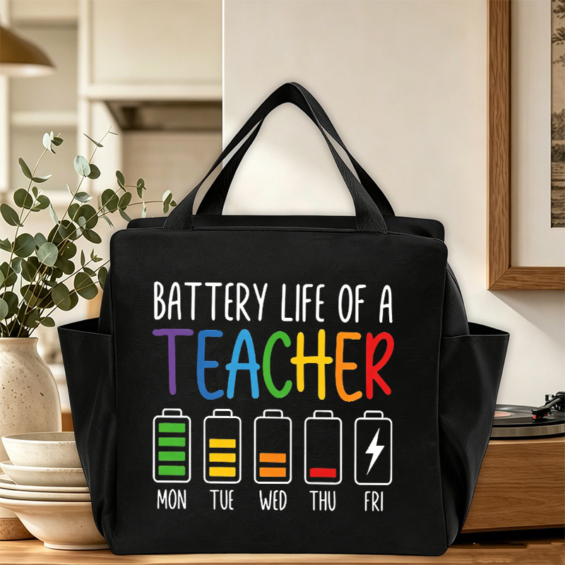 TEMU Colorful Teacher's Day Pattern Of A Teacher Printed Handheld Storage Bag Product Due To Different Lighting , Gray May Have Color Difference