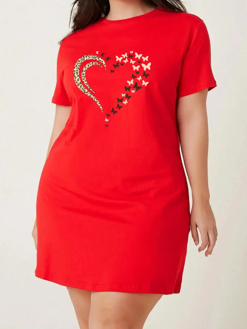 plus size womens short sleeve t shirt dress heart print made - Temu Mauritius plus size womens short sleeve t shirt dress heart print made - Temu Mauritius