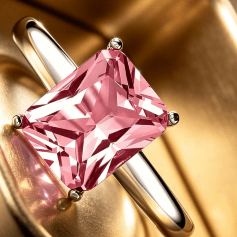 Elegant Promise Copper Ring Set with Pink Cubic Zirconia