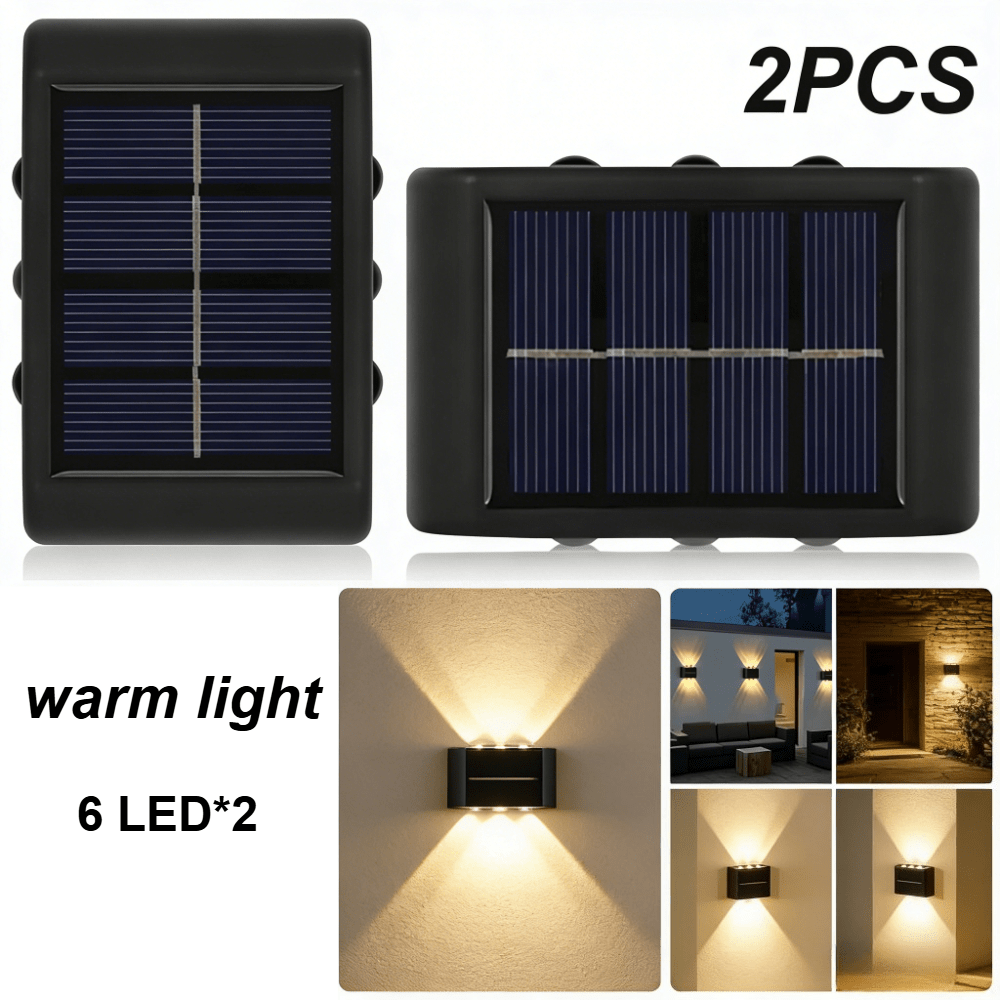 E-shop 12 LED Solar-Wandleuchte für den Außenbereich, Warmweißes Licht, Intelligente Sensor-Automatikschaltung, Außenbeleuchtung Wandleuchte,