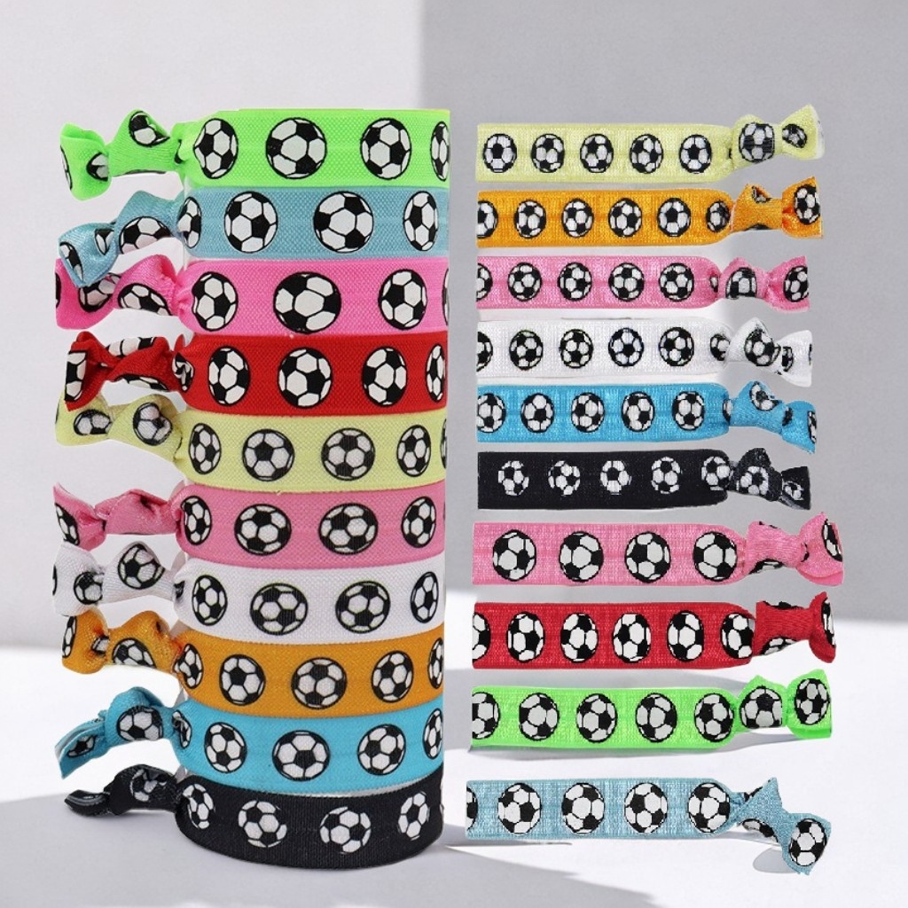 TEMU 20 piezas Pulseras de fútbol o Ligas para el pelo, Accesorios para el cabello, Sujetadores para coleta, Pulseras de cinta , Regalos de fútbol