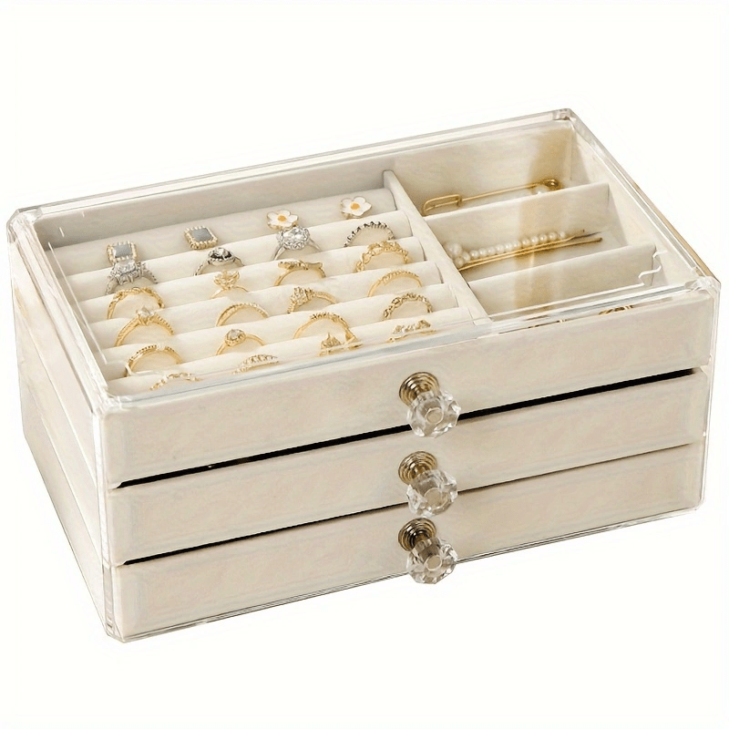 TEMU 1 3-layer Jewelry Box For Storing And Displaying Earrings, Rings, Necklaces, Bead Accessories, Household Storage And Org