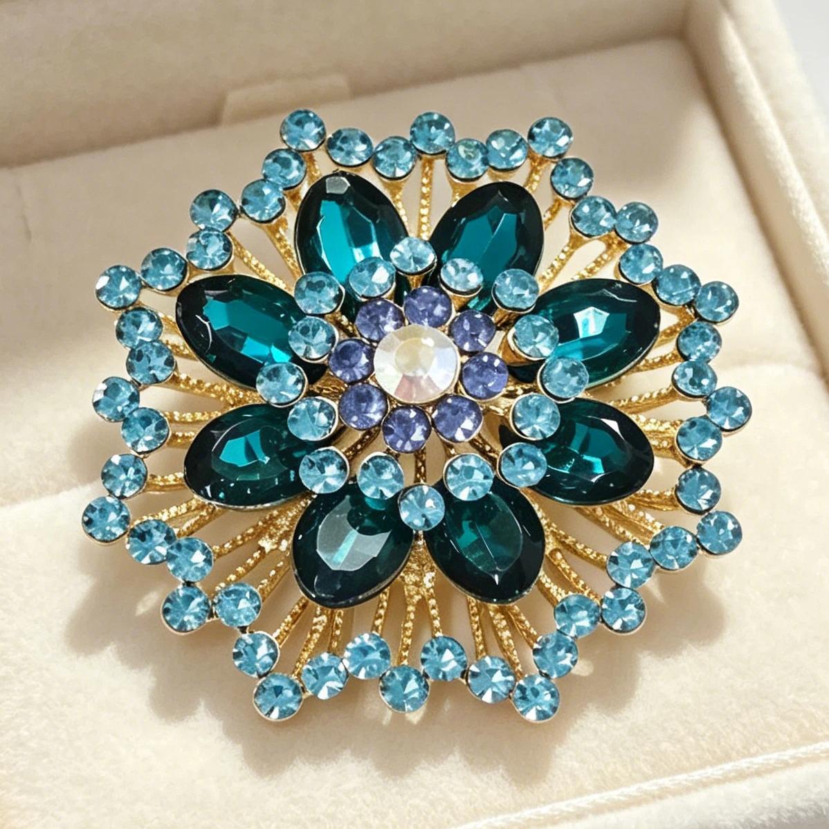 TEMU 1 pièce Broche florale bleue , convient pour les fêtes décontractées, les banquets, la rentrée scolaire/ de l'Indépendance/