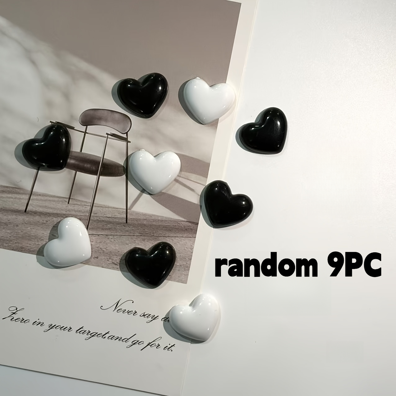 TEMU 9 pezzi di magneti da frigorifero casuali a forma di cuore e , adatti per cucina, ufficio, lavastoviglie, colori vivaci, regalo per Natale, San,