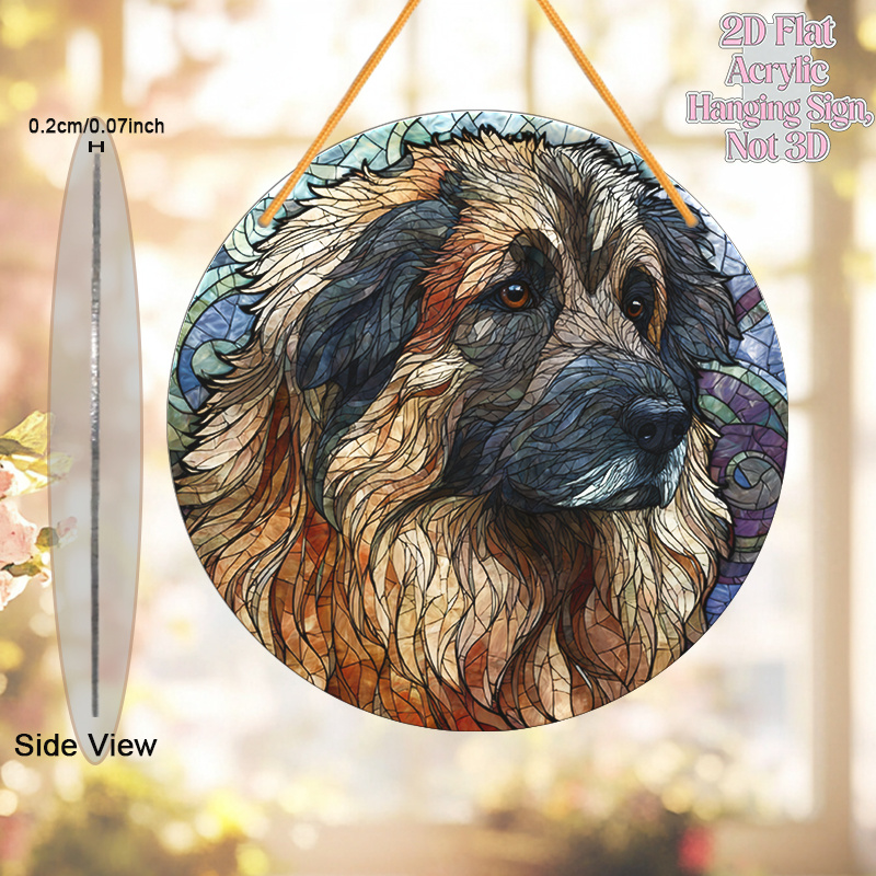 TEMU 2d Flat, Dog Suncatcher Window Hanging - Rustic Country Style Acrylic Decorative Plaque Suitable For Display, Hanging Ornament With Breed For,