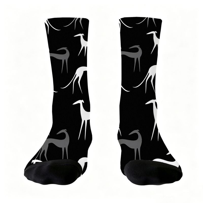 TEMU Unisex Greyhound-patterned Casual Socks. Stretchy, Moisture-wicking, And Lightweight— Daily Wear, Office, Or Fashion Styling. Breathable Fabric,