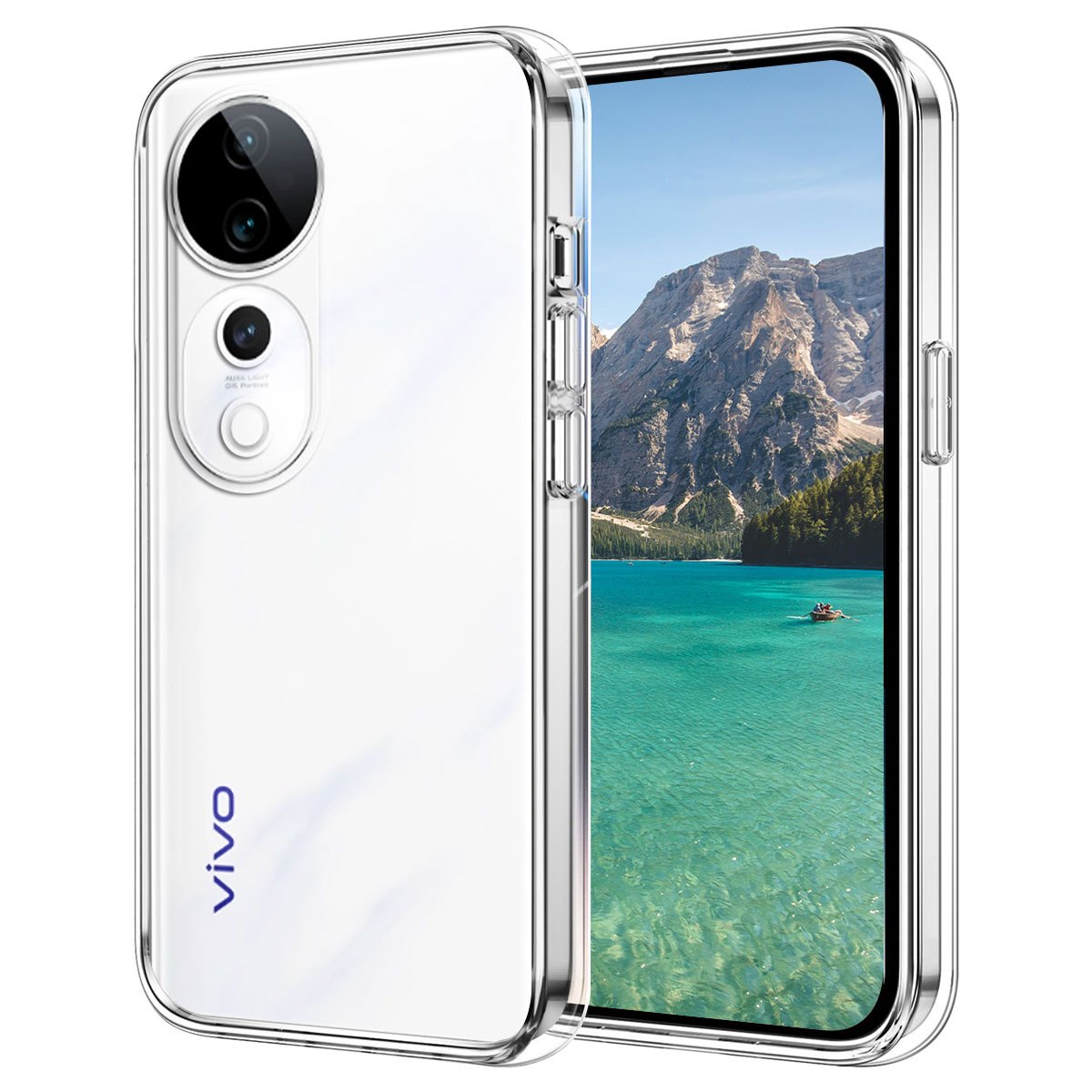 TEMU para Vivo V40: Carcasa transparente a prueba de golpes, con resistente a los arañazos y parte trasera transparente