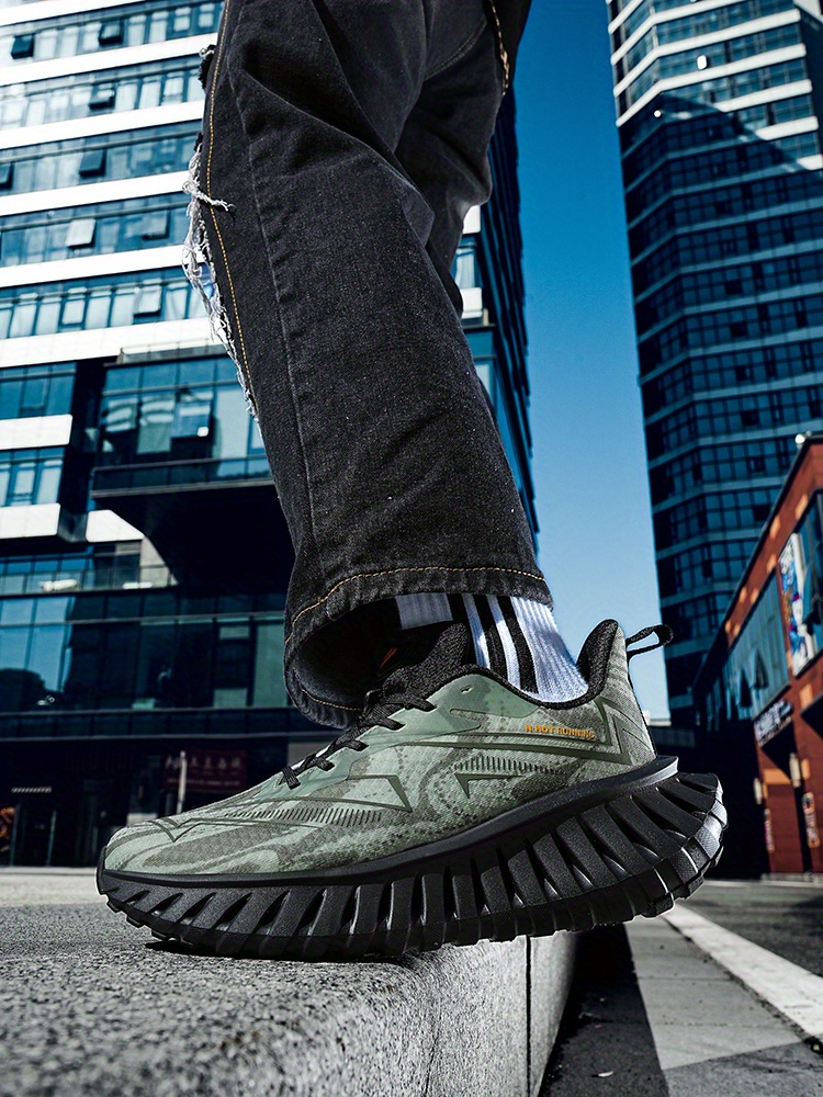 Men'S Lightweight Breathable Running Shoes - Cushioned Athletic Sneakers with Non-Slip MD/TPR Outsole, All-Season Training Shoes for Gym, Hiking, Jogging - Grey/Green Accents - Lace-Up Closure for Secure Fit - Ideal for Beginners & Advanced Runners, Outdoor Activities, Sporty Design, Durable Construction, Performance Footwear, Active Lifestyle
