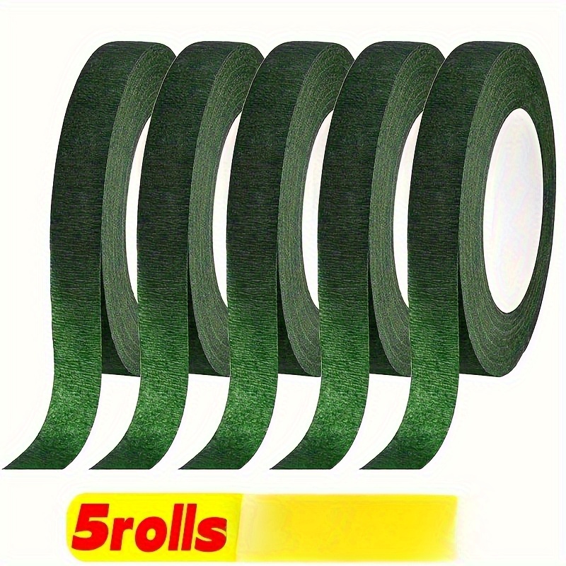 E-shop 5 Rollen grünes, selbstklebendes Blumenband - Jede Rolle misst 787,4 Zoll langlebiges Nylon-Bouquetenpapier, geeignet für Blumensträuße,