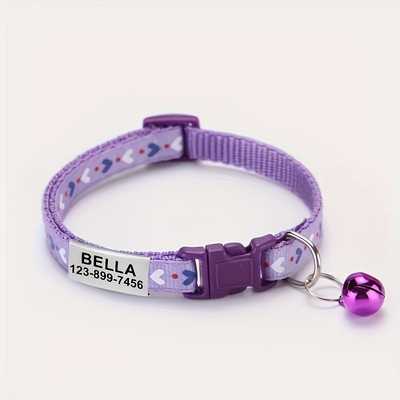 TEMU 1pc Personalized Cat Collar, Cute Kitten Puppy Pet Collar, With Customizable Cat Id Pendant, Engraved With , Is For Your Pet To Prevent Loss
