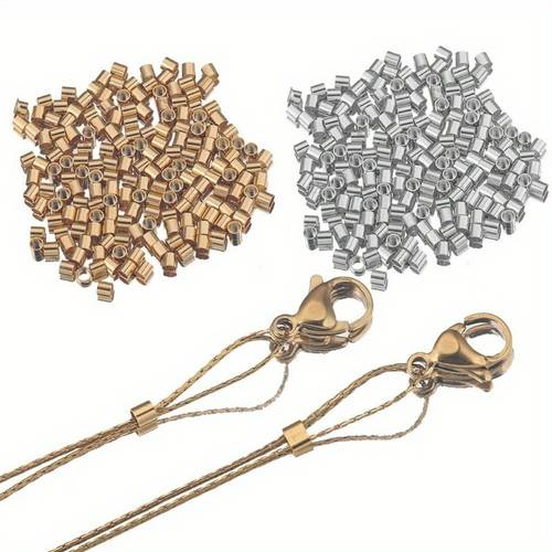 50pcs 1 5mm 2mm 2 5mm stainless steel positioning tube crimped end bead necklace bracelet jewelry making additions
