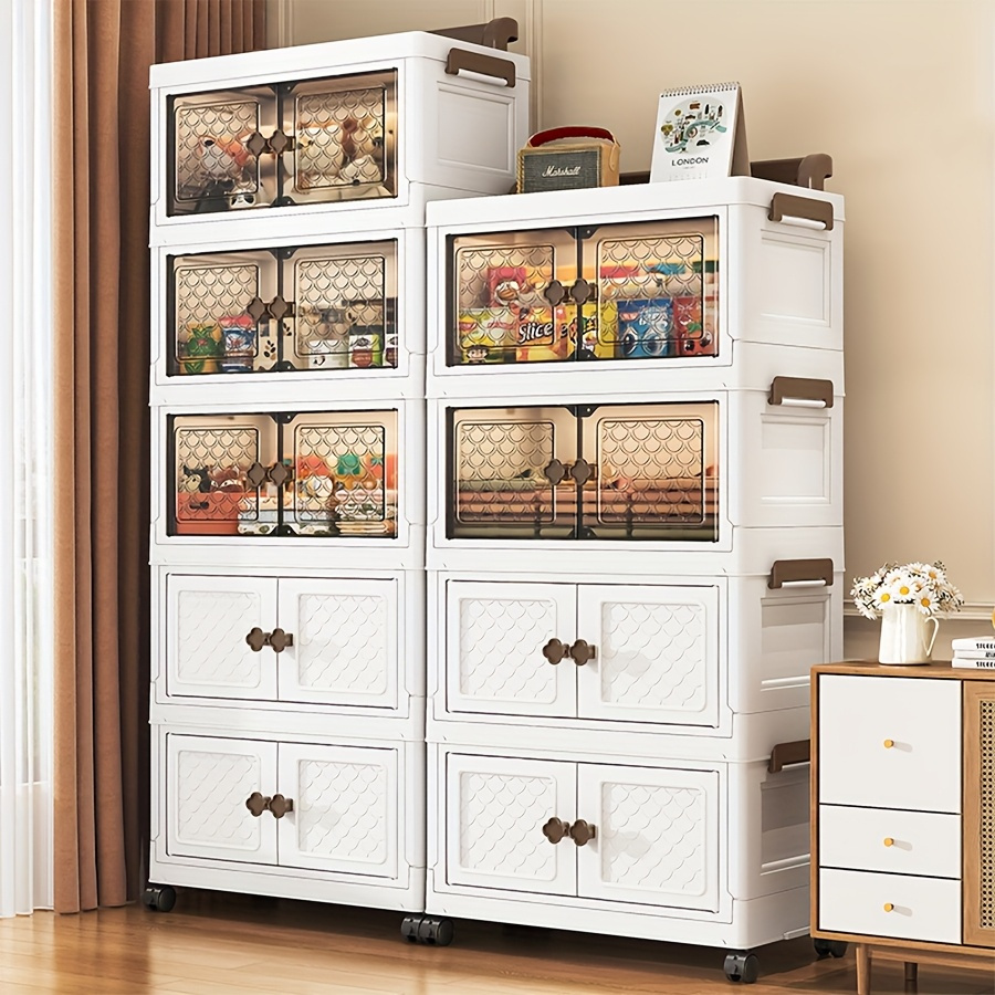 1pc of installation free plastic storage cabinet kitchen shelf folding storage cabinet multi functional dust   room storage cabinet