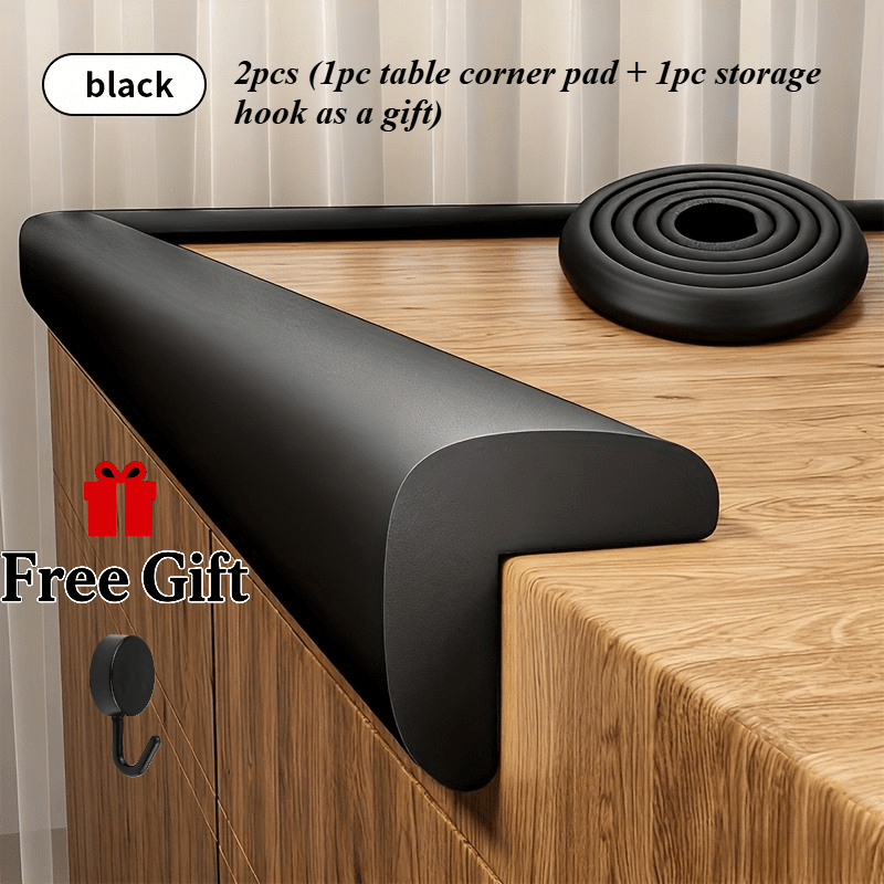 TEMU 2pcs (1pc Table Corner Protector And 1pc Free Storage Hook) Table Edge Protector - Made Of Durable Rubber Material, , Effectively Prevents