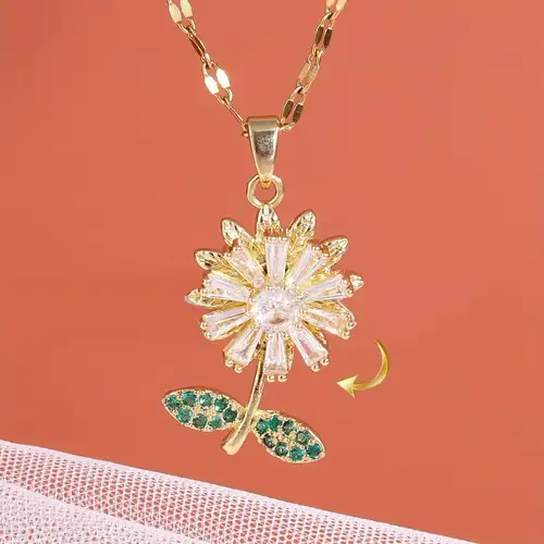 Tala By Kyla Sunflower Pendants 360° Rotating Sunflower Heart