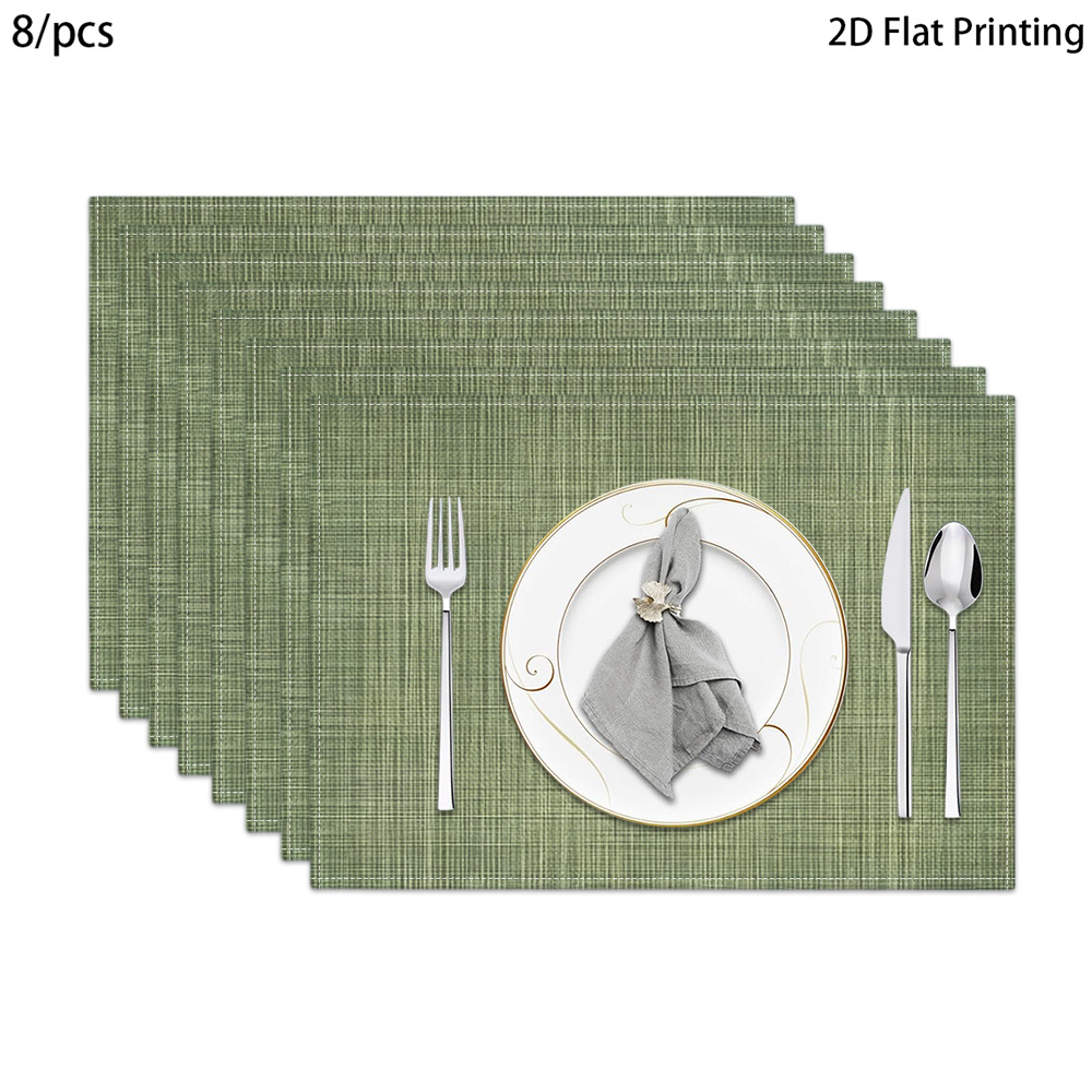 TEMU Set de 6/8 sets de table avec motif texturé sur fond vert, style moderne et ; Convient pour cuisines, à manger, cafés, , cadeaux et réunions
