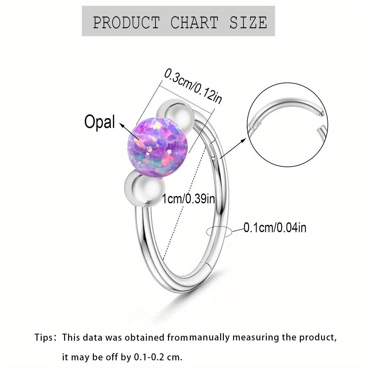 Women's Opal Nose Ring & Septum Ring Earrings Set