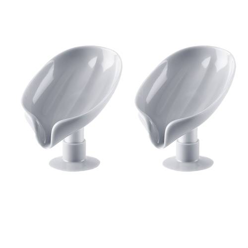 2 oval suction cup soap dishes durable plastic bathroom kitchen drainage design tool free installation suitable for showers sinks tiles modern minimalist style soap holder contemporary design
