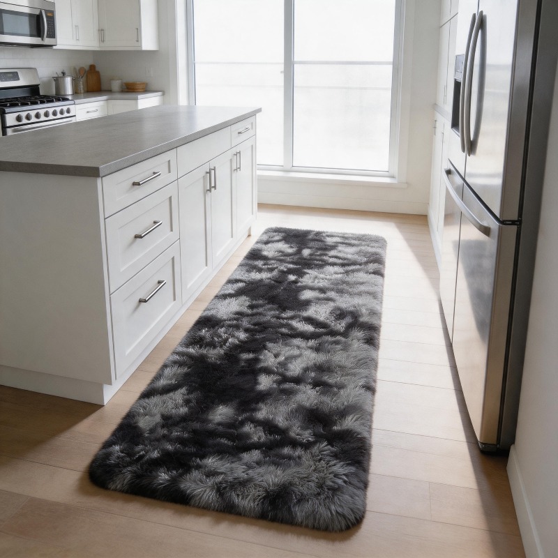 Image of 1pc Fluffy Rug Kitchen Rug Living Room Decoration Thickened Bedroom Bedside Mat Room Soft Rug, Rug Living Room Rug, Bedside Rug, Bedroom Rug, 80x205 Cm