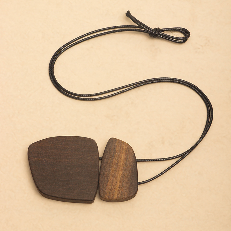 TEMU Bohemian Vintage Wooden Irregular Pendant Necklace For Women, Versatile Niche Design Long Sweater Chain Accessory