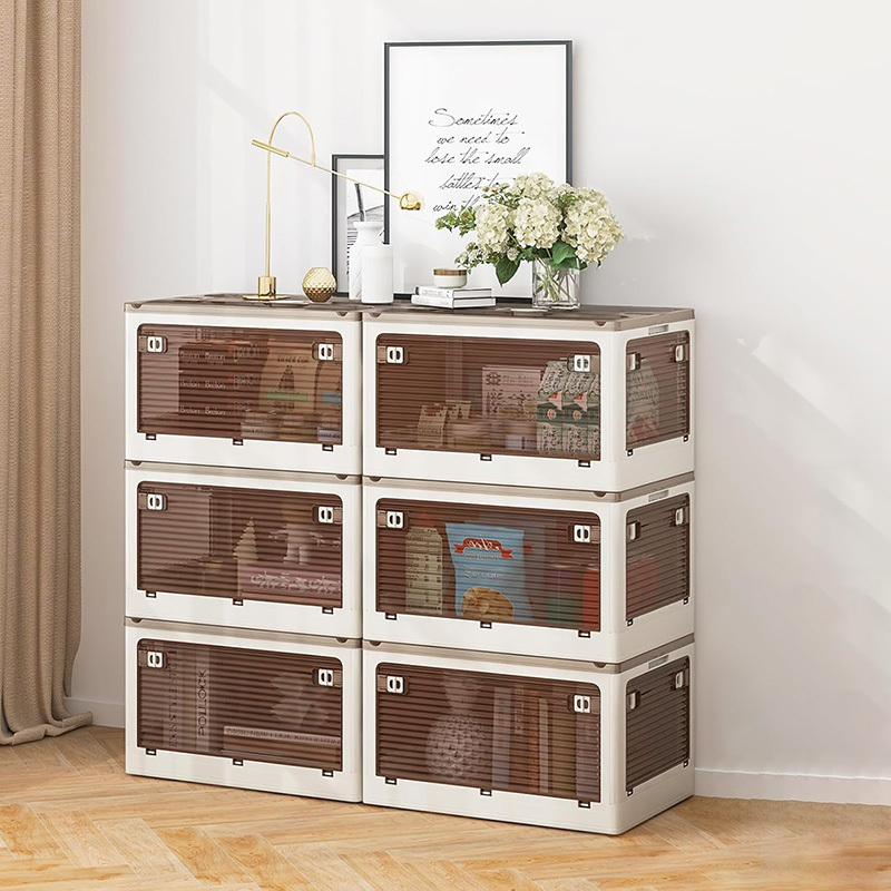 Transparent Stacking Storage Boxes with Side Open Doors