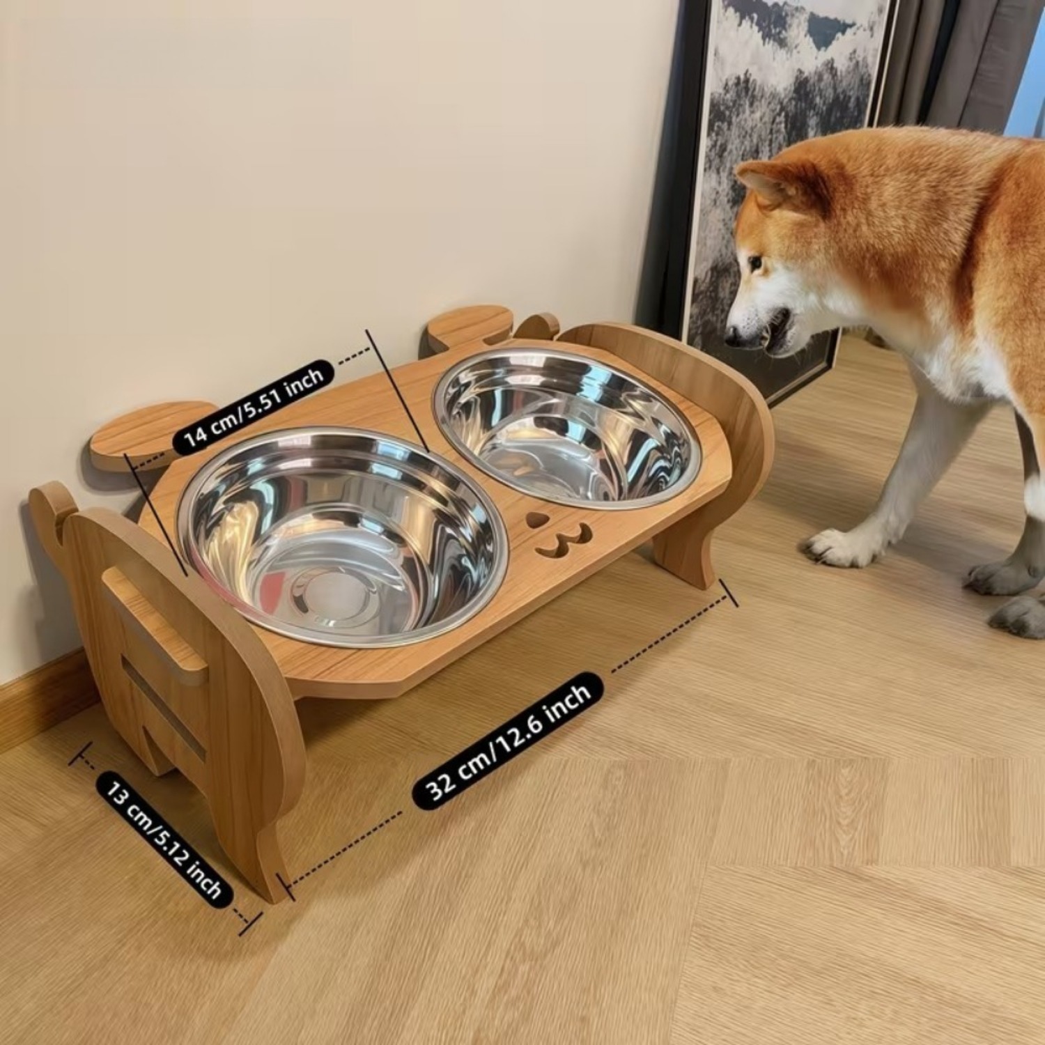 Adjustable Height Elevated Pet Feeder - Dual Stainless Steel Bowls, Wide Shallow Anti-vomiting Design, Non-slip , Easy Assembly Feeding Station For Small To Medium Cats And Dogs