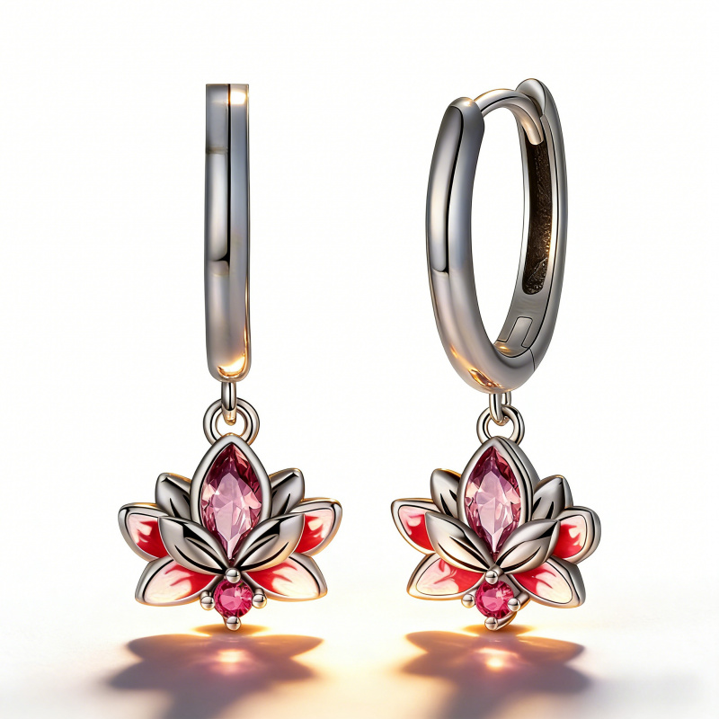E-shop 2er-Set Lotus Ohrringe, Exquisites und atmosphärisches Design, geeignet für Partys, Reisen, Geburtstags- und Weihnachtsgeschenke, feine