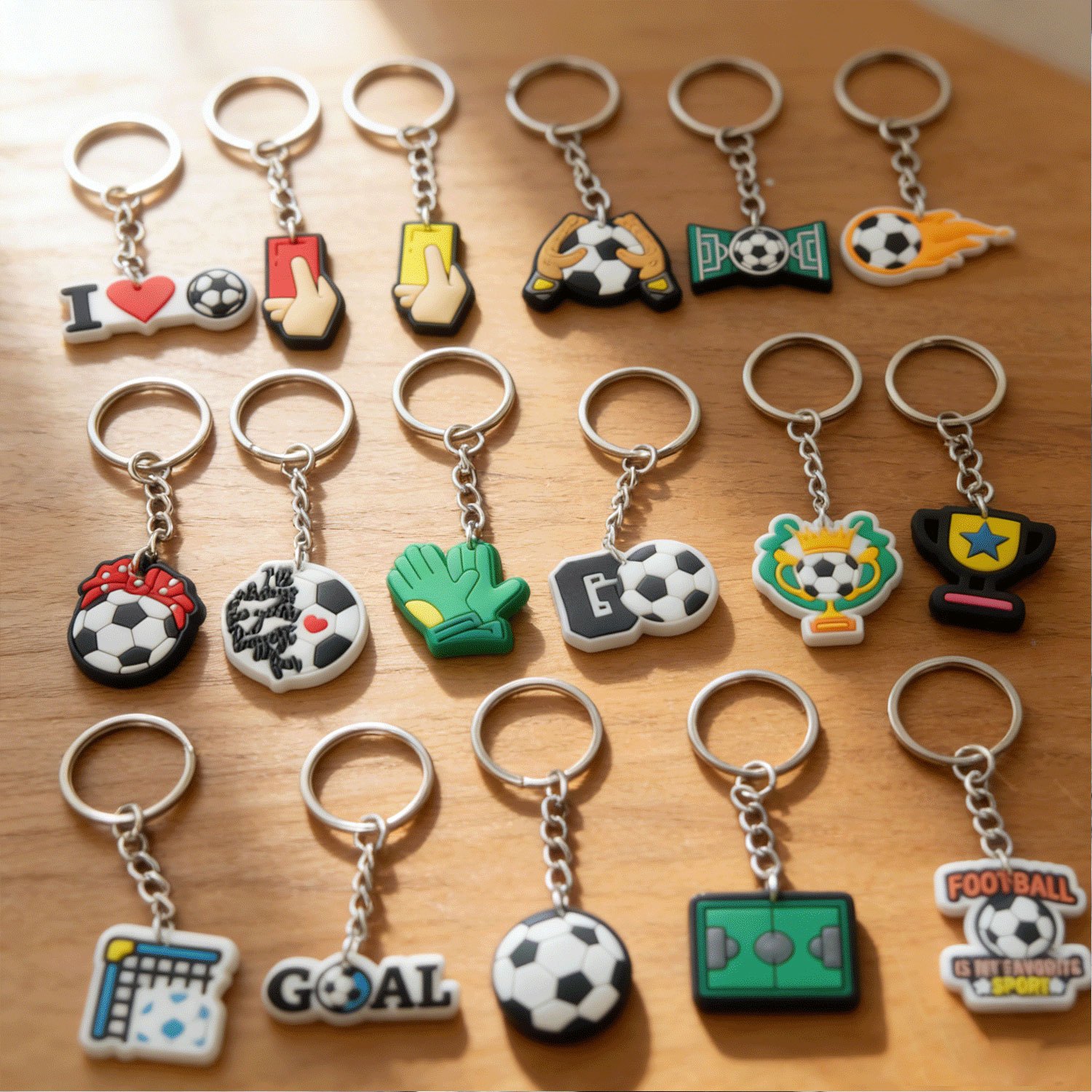 TEMU 17 Football-themed Pvc Keychains - Football Season 2026, Fan Parties, Fan Additions - Perfect For Supporters, Graduation Gifts - Ideal For Bags,