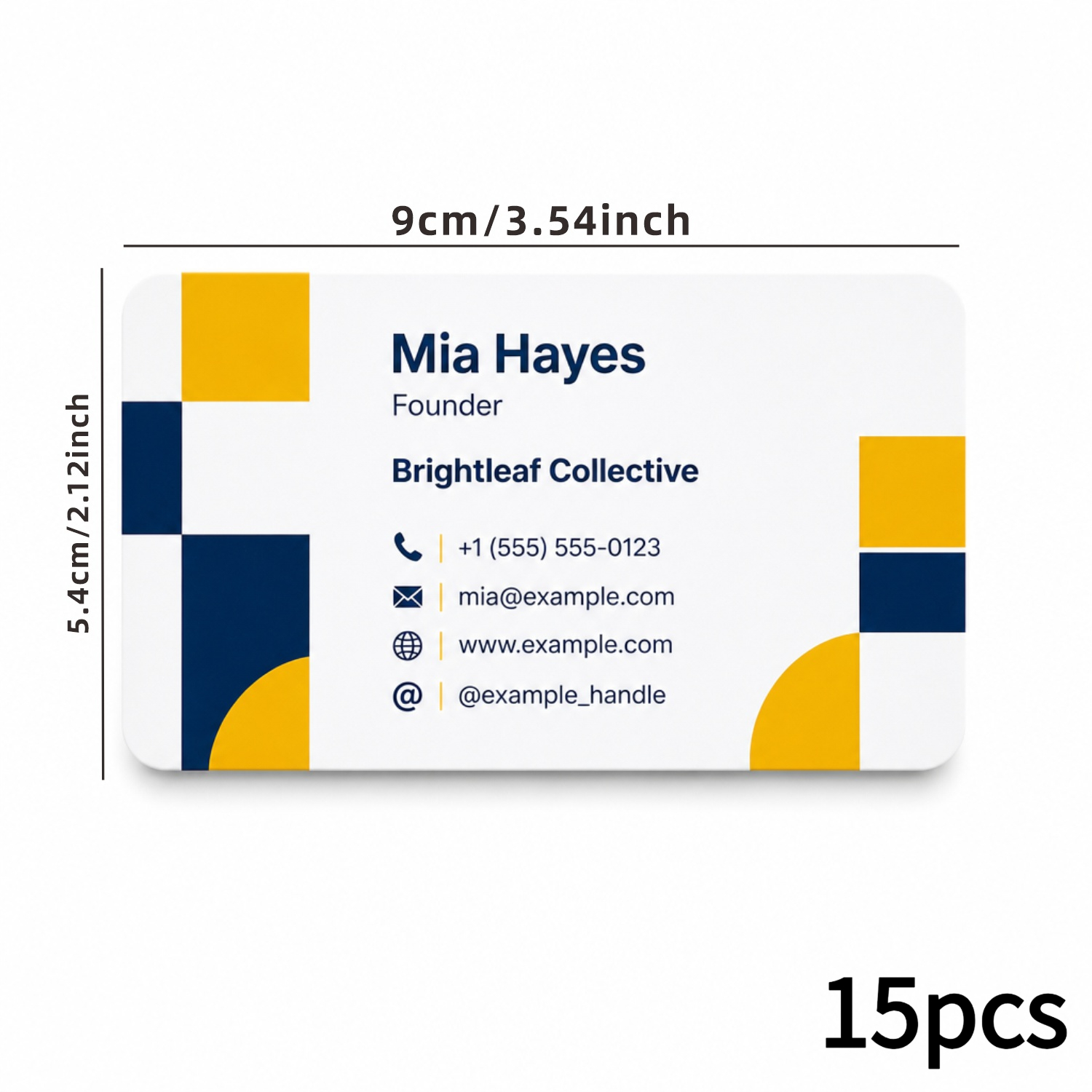 TEMU Tarjetas de presentación personalizadas por una cara, aptas para corporativos y networking - Esquina redondeada elegante, cartulina prémium mate
