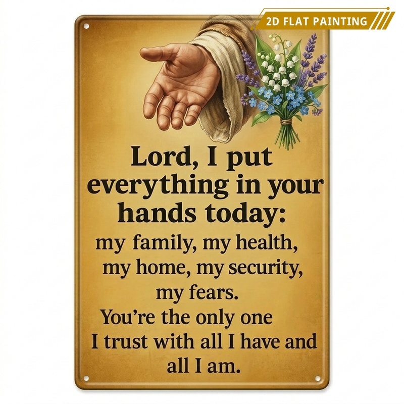 TEMU 2d Flat, [2d Flat] 2d Flat 2d Flat 1pc Vintage Religious Quote Metal Wall Art 2d Flat Wall Decor For Room Bedroom 2d Flat Not 3d, 2d Flat