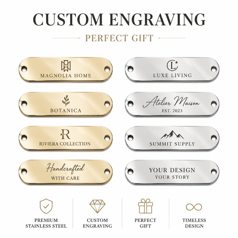 TEMU Set da 12 pz Targhette Personalizzate in Acciaio Inossidabile, Etichette Metalliche Grezze Fai da Te a Foro, Adatte per Artigianato, Borse,