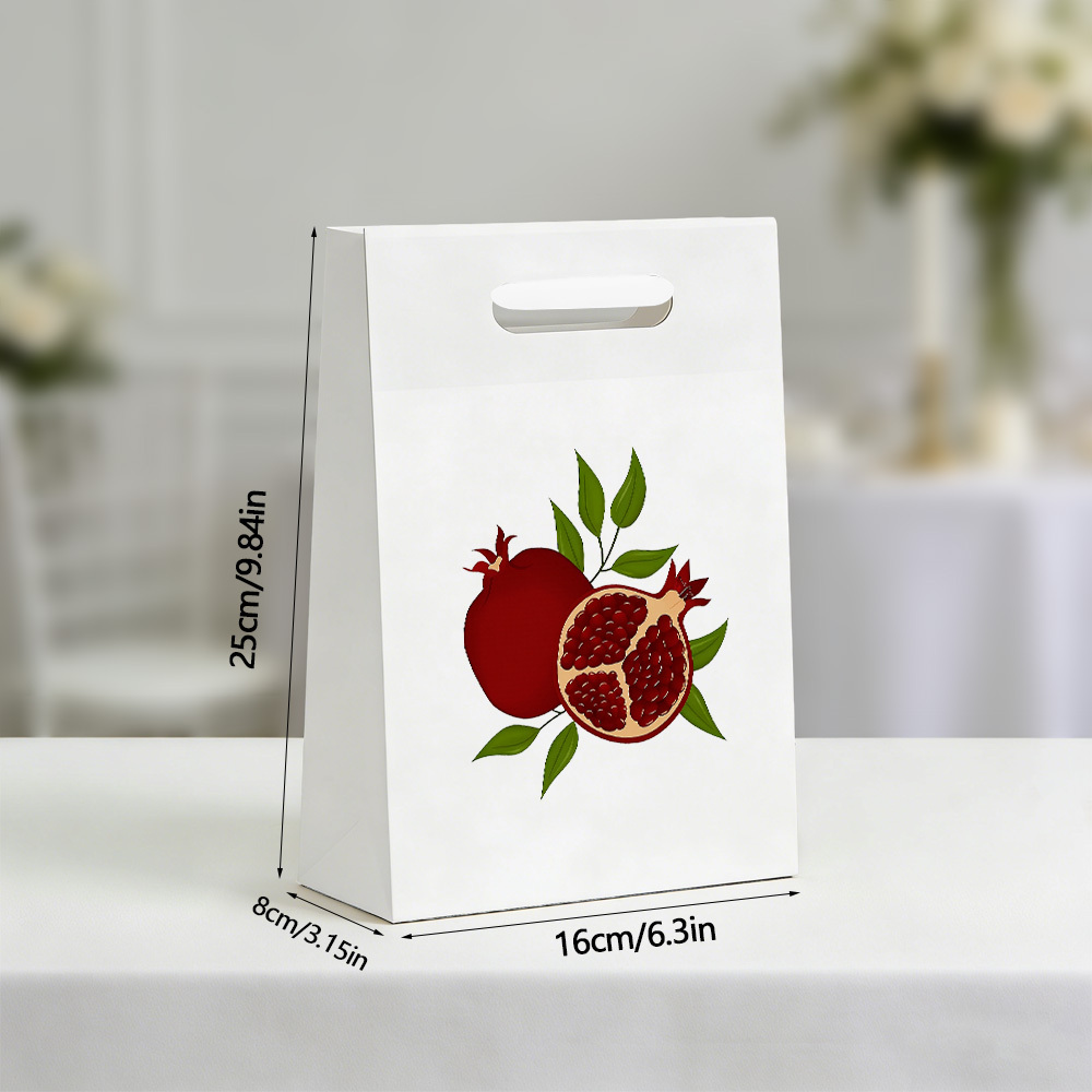TEMU 8 stuks Nieuwe Bedrukte Witte Holle Stijl Cadeautassen, Levendig en Fruitig. Duurzaam en Praktisch, Geschikt voor Cadeaus, Opslag en Dagelijks
