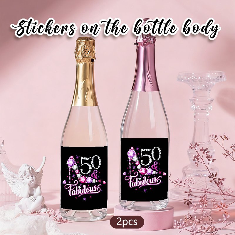 2pcs 10x12.7cm 50 Year Old Humorous And Fun Birthday Bottle Stickers, Birthday Decorative Stickers Suitable For , Lovers, , 50th Birthday Party Decorations, Party Gift Labels, Birthday Party