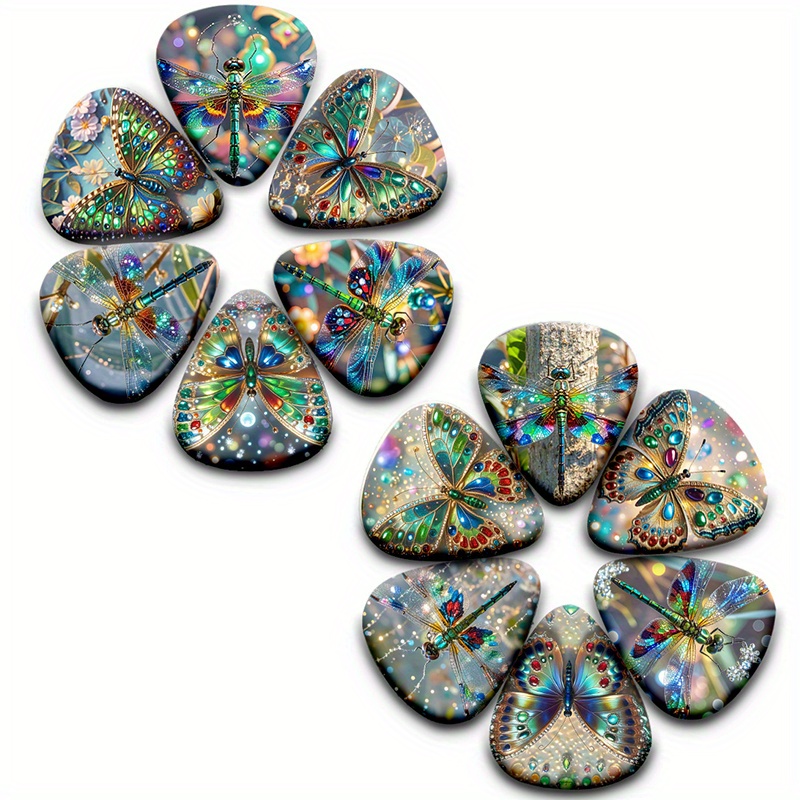 12pcs Random Gemstone Insect 0.46/0.71/1.0mm Guitar Paddles Guitar Additions Instrument Acoustic Guitar Paddles/ukulele Additions