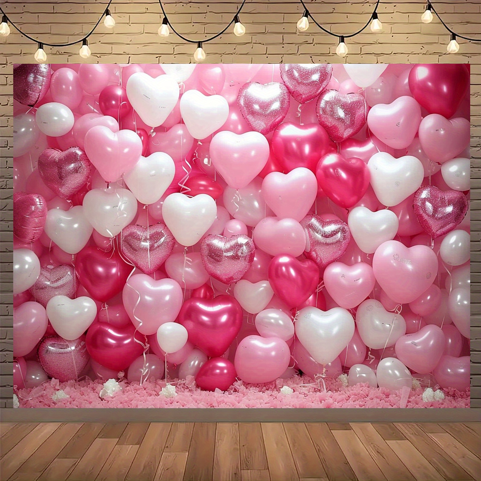 

Pink & Floor Backdrop - Valentine's Day, Showers & Birthday Parties - Polyester, No Power Needed - 39"x59" Or "x90.5