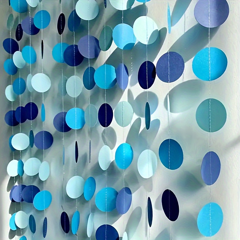 1pc 157 48 inch   themed blue and light blue round garland bunting banner paper decoration for birthday wedding anniversary parties  